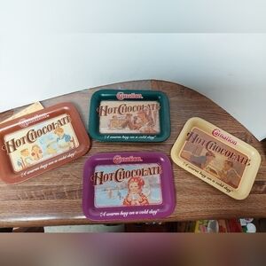 Vintage* Set of 4 Small Carnation Hot Chocolate Advertisement Trays